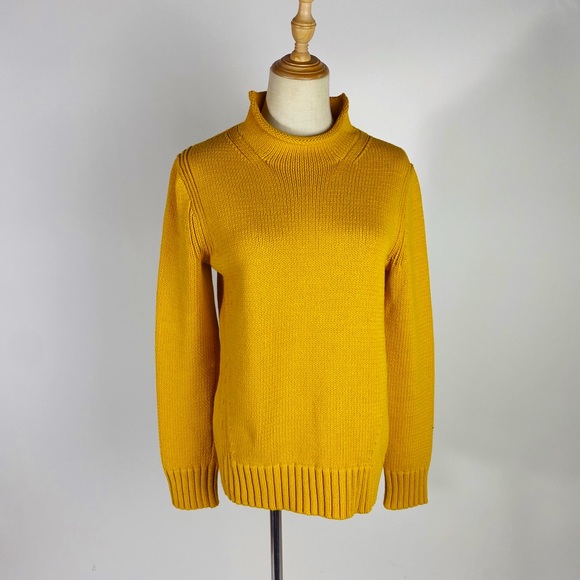 J. Crew Sweaters - J. CREW Always Mock Neck Cotton Blend Pullover Mustard Yellow Womens Small